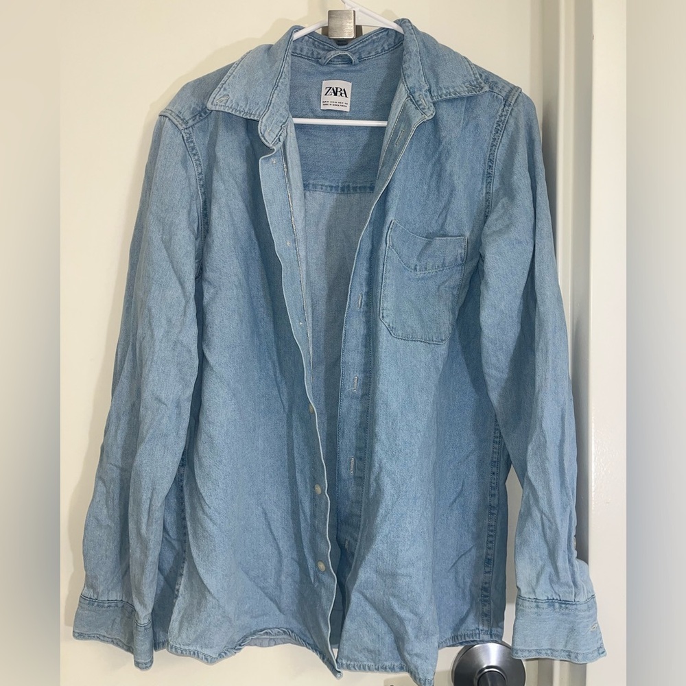 Zara denim button down top